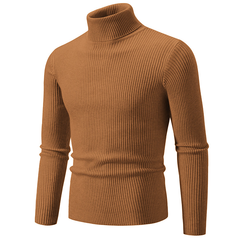 Heren Coltrui Gebreide Sweater - Warm & Elegant - Karamel