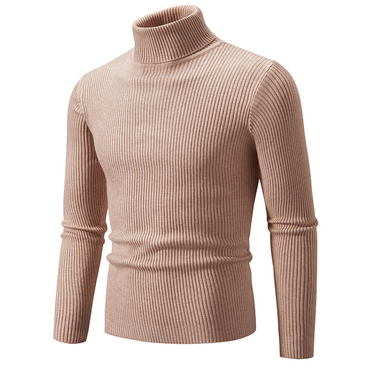 Heren Coltrui Gebreide Sweater - Warm & Elegant - Koffie