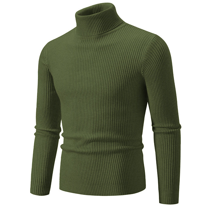 Heren Coltrui Gebreide Sweater - Warm & Elegant - Legergroen