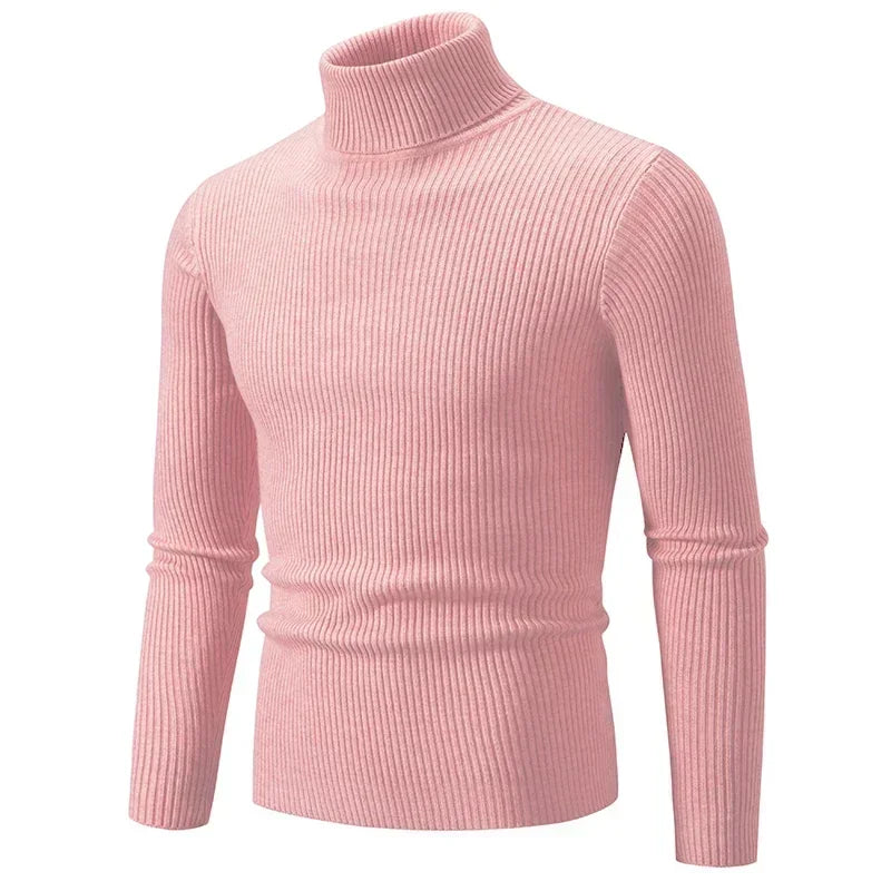 Heren Coltrui Gebreide Sweater - Warm & Elegant - Roze