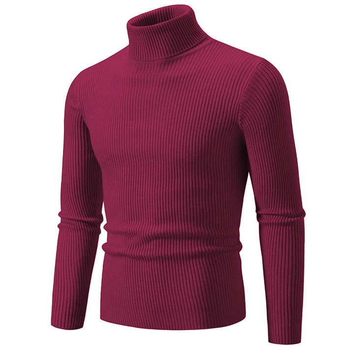 Heren Coltrui Gebreide Sweater - Warm & Elegant - Wijnrood
