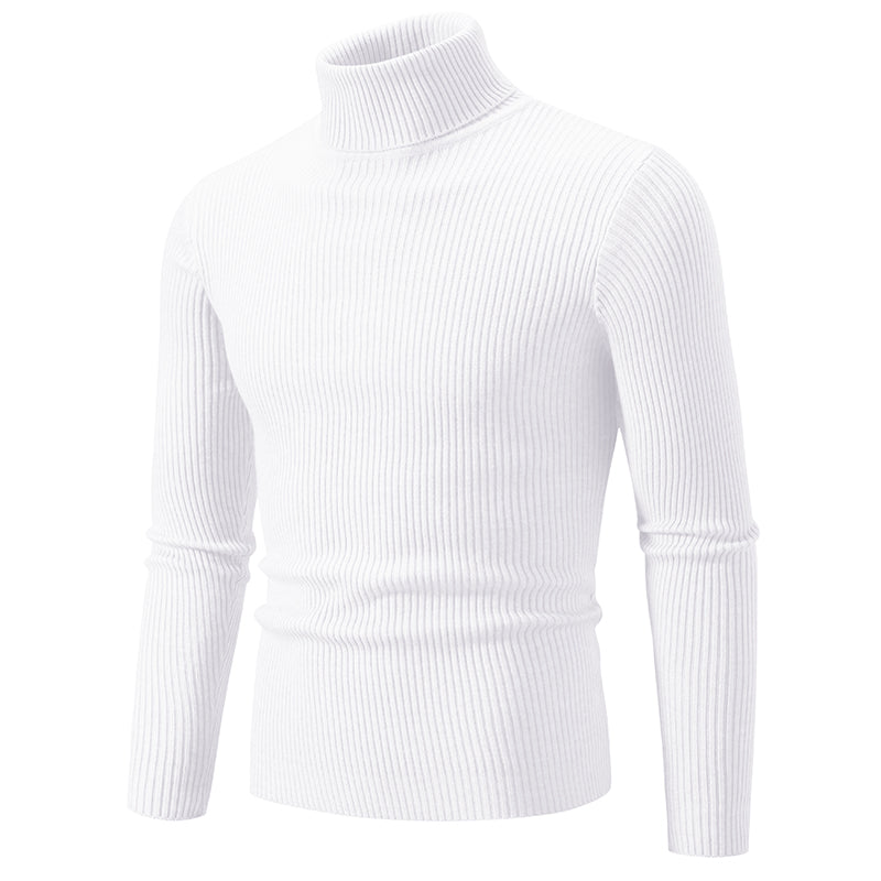 Heren Coltrui Gebreide Sweater - Warm & Elegant - Wit