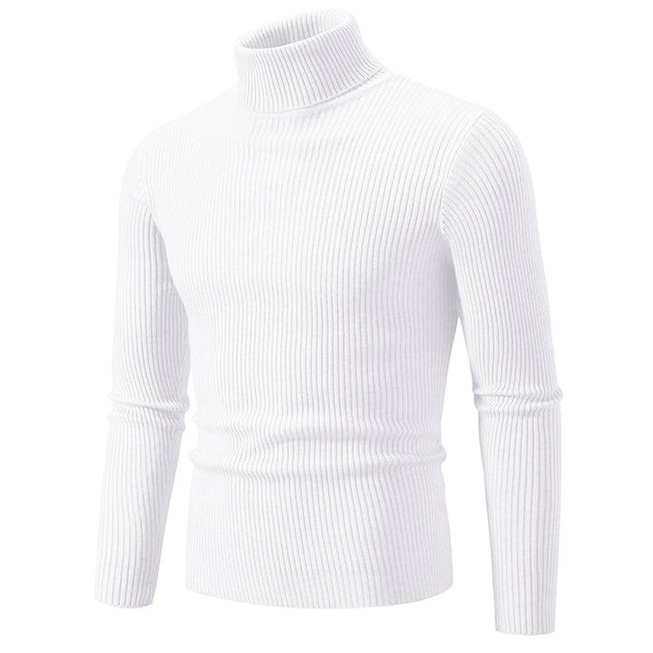 Heren Coltrui Gebreide Sweater - Warm & Elegant - Wit
