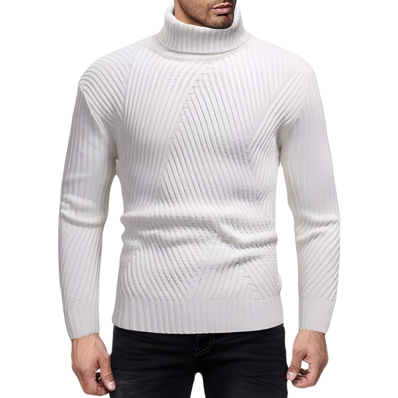 Heren Coltrui Geribde Kraag - Warm & Stijlvol - Wit