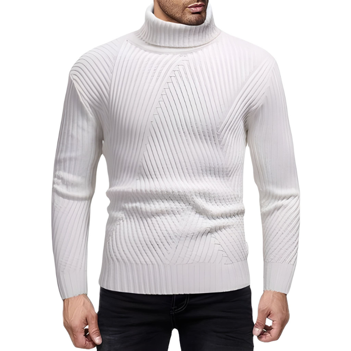 Heren Coltrui Geribde Kraag - Warm & Stijlvol - Wit