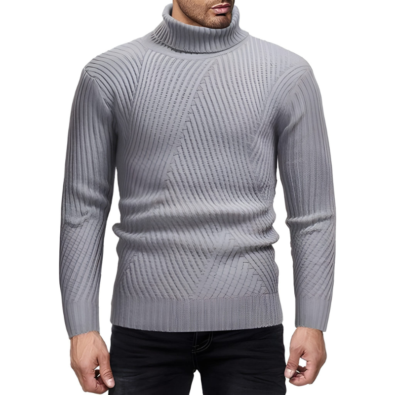 Heren Coltrui Geribde Kraag - Warm & Stijlvol - Zilver