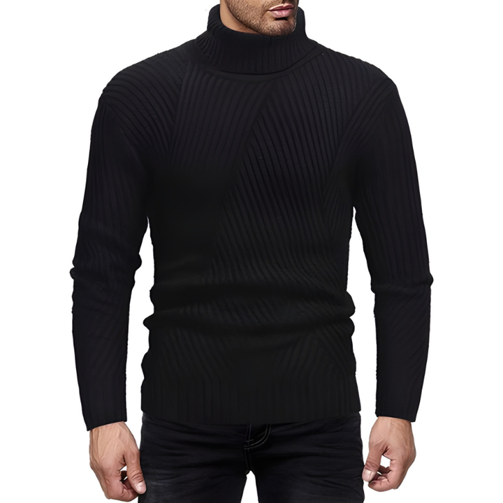 Heren Coltrui Geribde Kraag - Warm & Stijlvol - Zwart