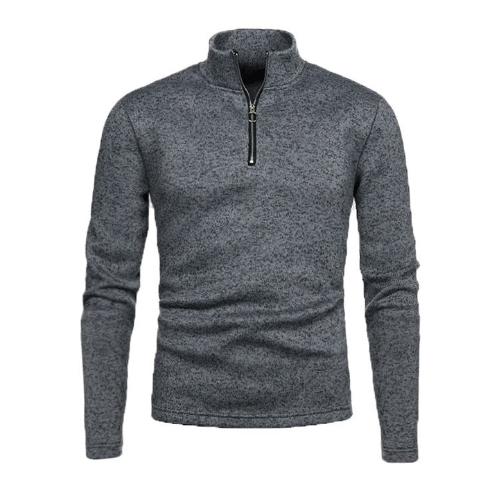 Heren Coltrui met Half Zip - Warme Wintertrui - Donkergrijs