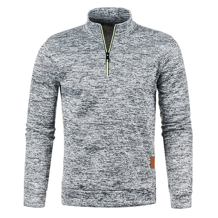 Heren Coltrui met Half Zip - Warme Wintertrui - Grijs