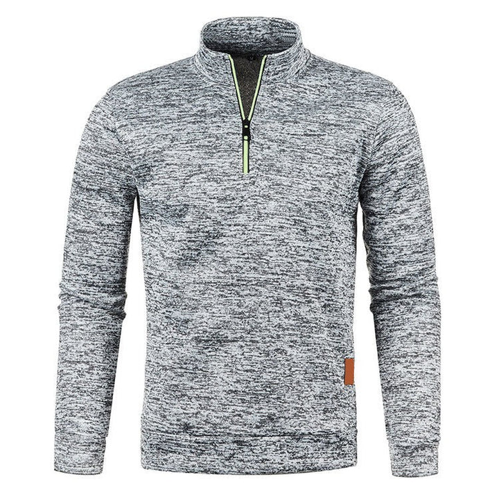 Heren Coltrui met Half Zip - Warme Wintertrui - Grijs