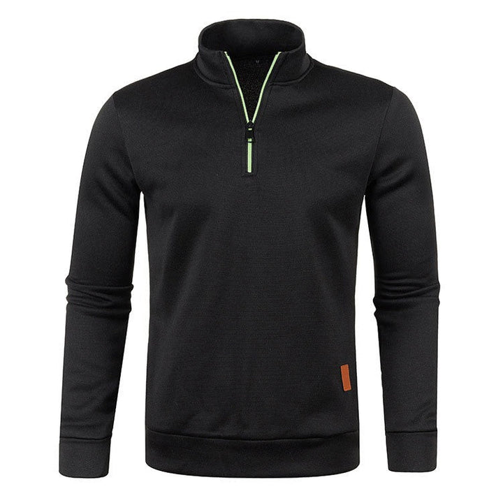 Heren Coltrui met Half Zip - Warme Wintertrui - Zwart