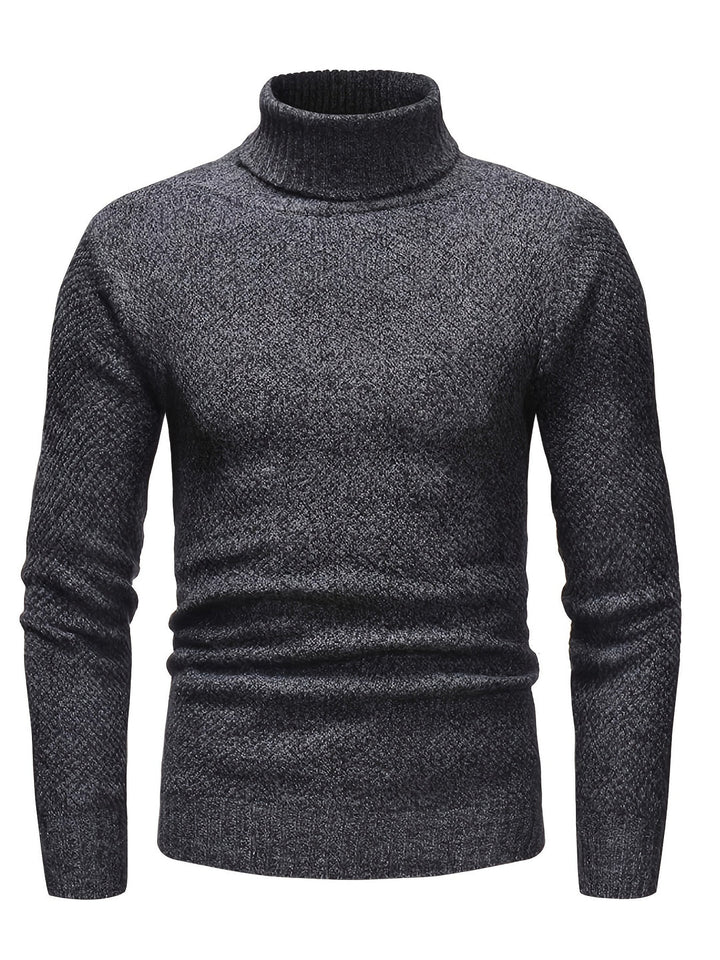 Heren Coltrui Slim Fit - Zachte Gebreide Trui - Grijs