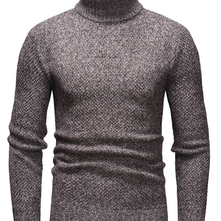 Heren Coltrui Slim Fit - Zachte Gebreide Trui - Koffie