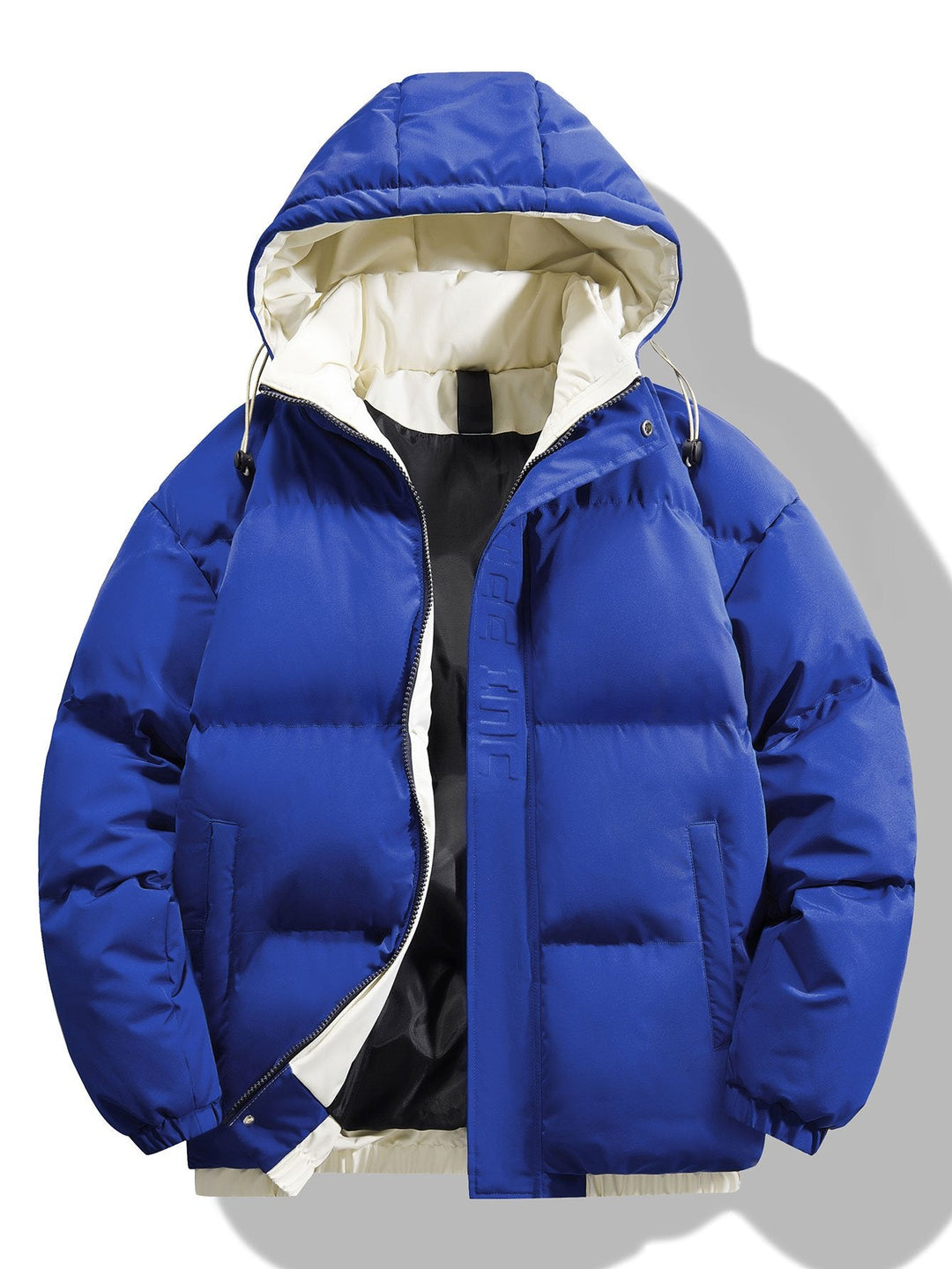 Heren Contrast Gewatteerde Parka in blauw, Winterjas met Groen Voering