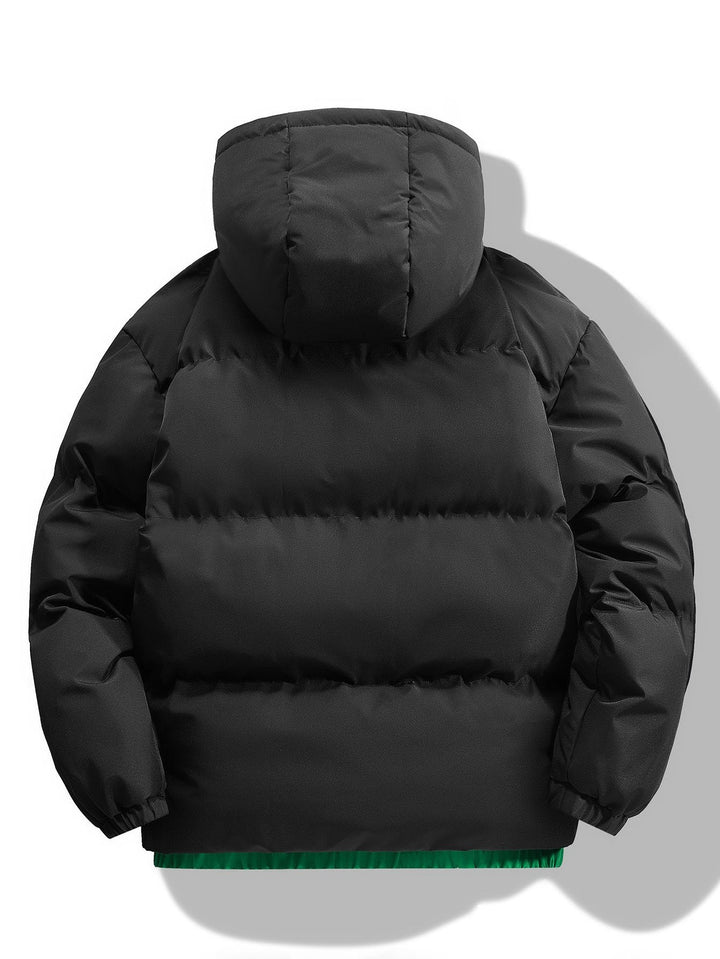 Heren Contrast Gewatteerde Parka - Winterjas met Groen Voering