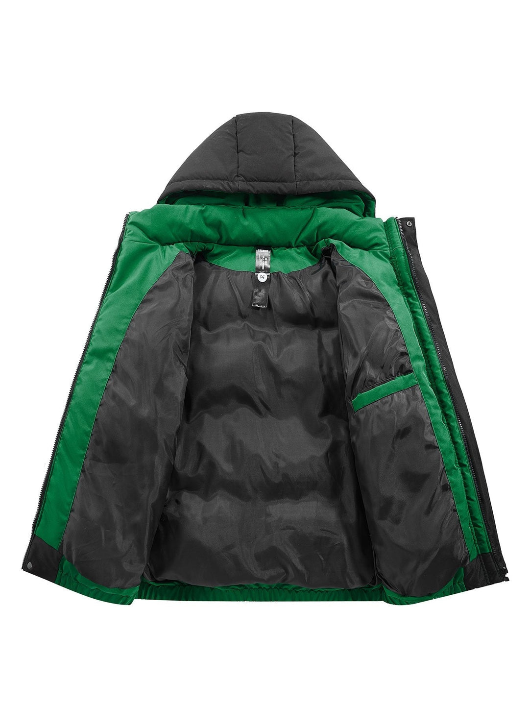 Heren Contrast Gewatteerde Parka - Winterjas met Groen Voering