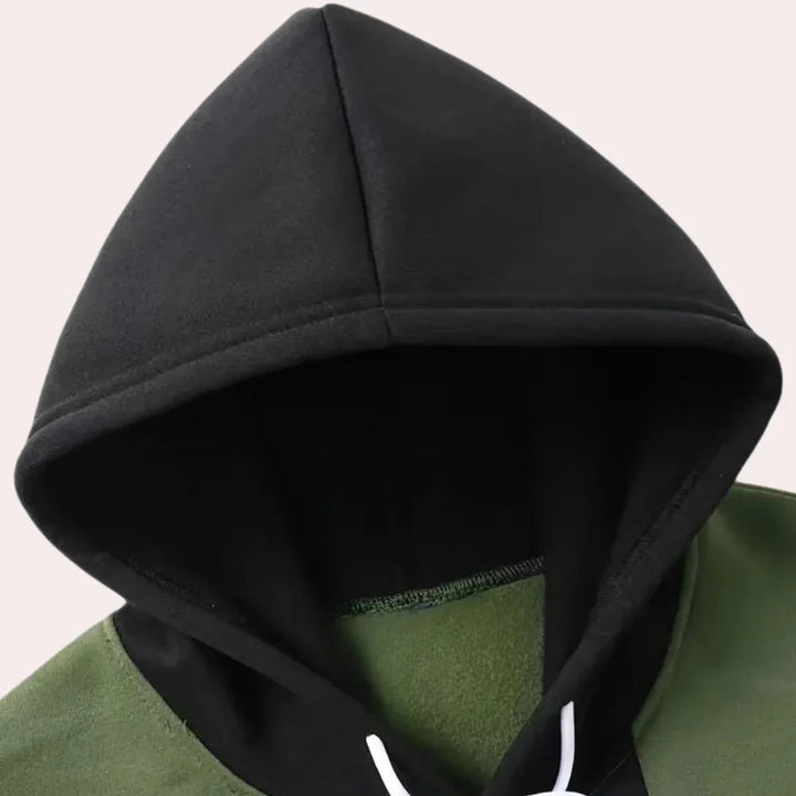 Heren Contrast Paneel Hoodie - Verticaal Design