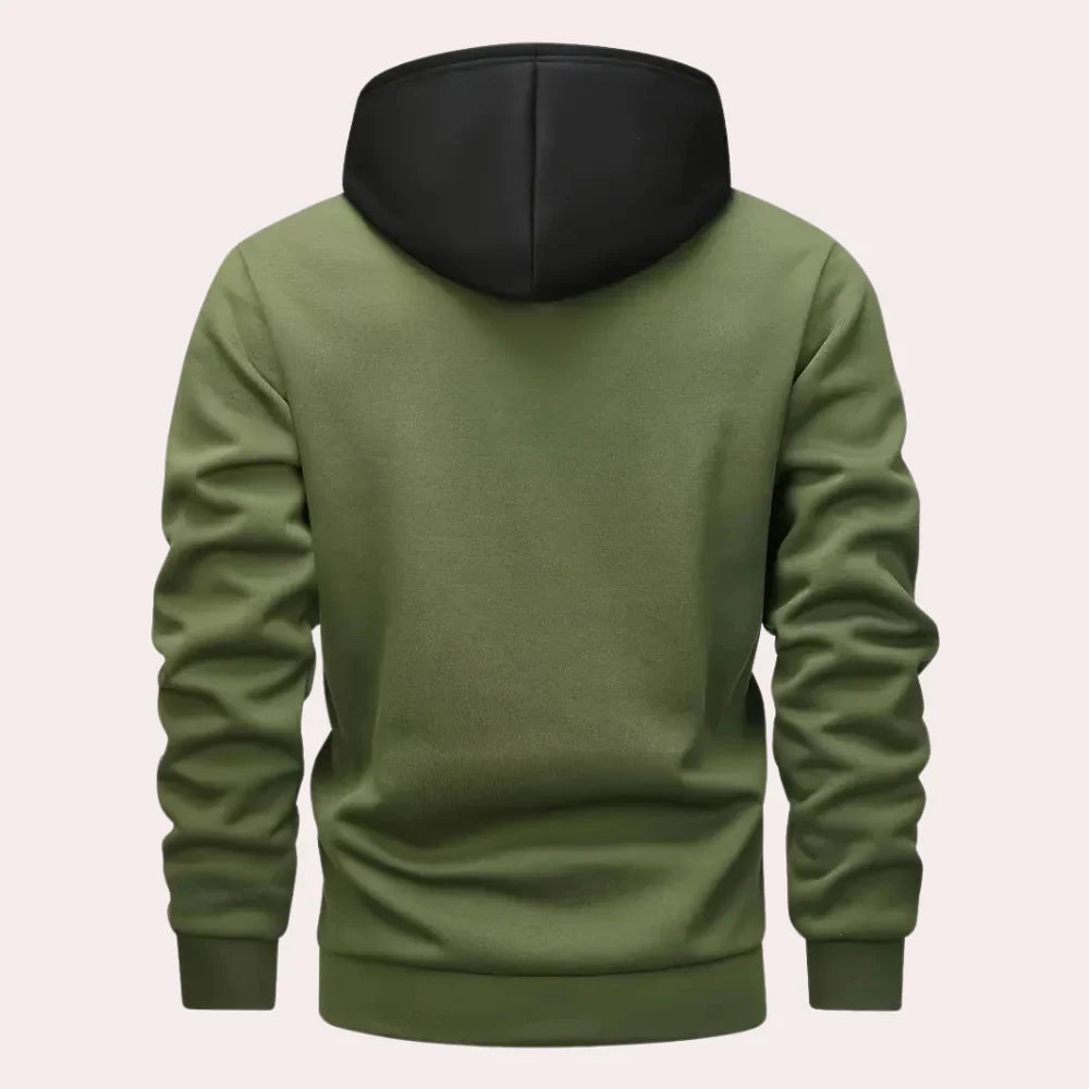 Heren Contrast Paneel Hoodie - Verticaal Design
