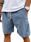 Heren Cord Shorts met Kordelzug - Losse Pasvorm - Blauw