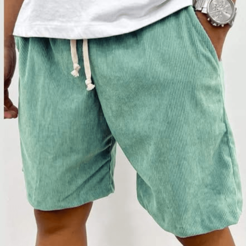 Heren Cord Shorts met Kordelzug - Losse Pasvorm - Blauwgroen