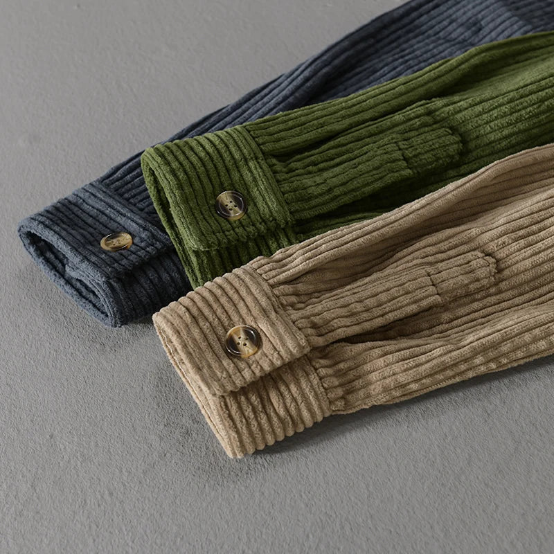 Heren Corduroy Overhemd Lange Mouwen - Retro Casual