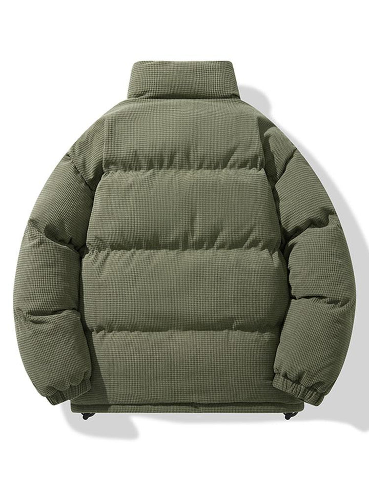 Heren Corduroy Puffer Jacket - Winterjas met Staande Kraag