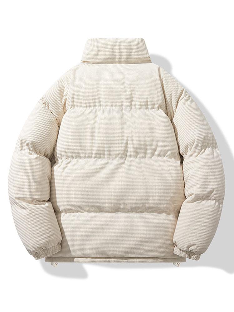 Heren Corduroy Puffer Jacket - Winterjas met Staande Kraag
