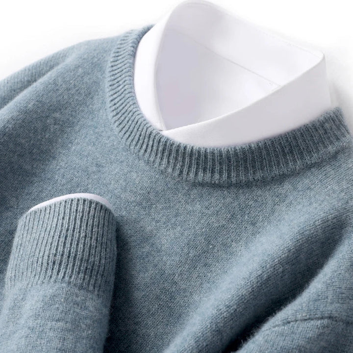 Heren Crew-Neck Gebreide Trui in groen, Klassieke Basis