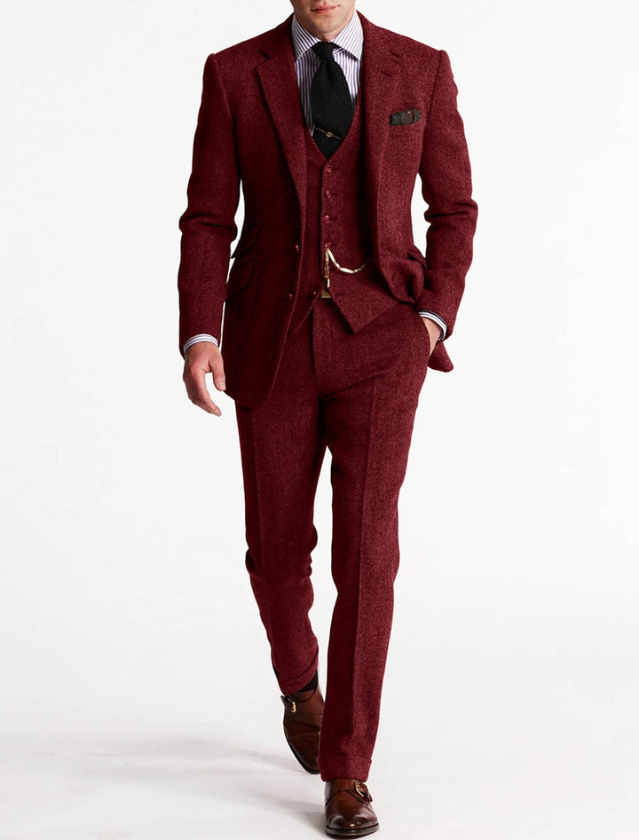 Heren Driedelig Pak - Formele Blazer Set - Rood