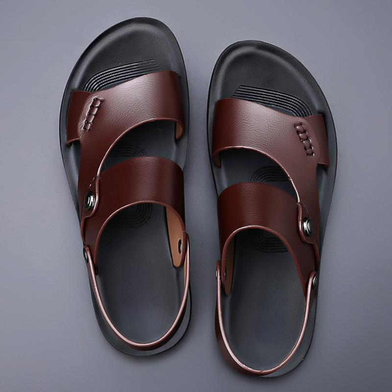 Heren Dubbele Bandjes Sandalen - Verstelbare Achterband - Bruin