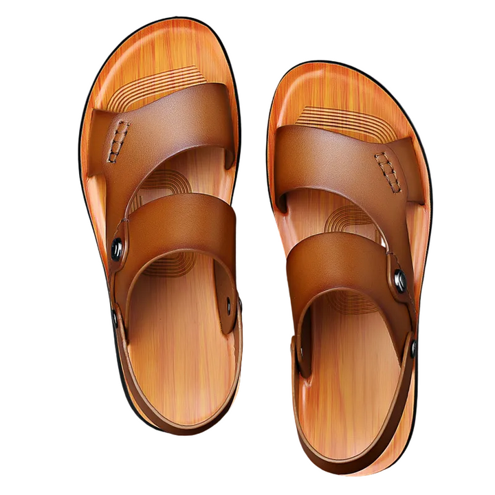 Heren Dubbele Bandjes Sandalen - Verstelbare Achterband - Khaki