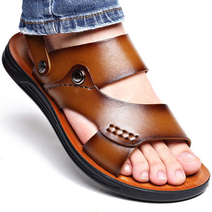 Heren Dubbele Bandjes Sandalen - Verstelbare Achterband