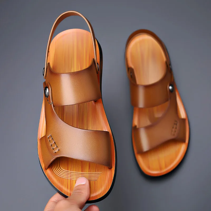 Heren Dubbele Bandjes Sandalen - Verstelbare Achterband