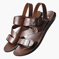 Heren Dubbele Gesp Kruisband Sandalen - Open Teen - Bruin