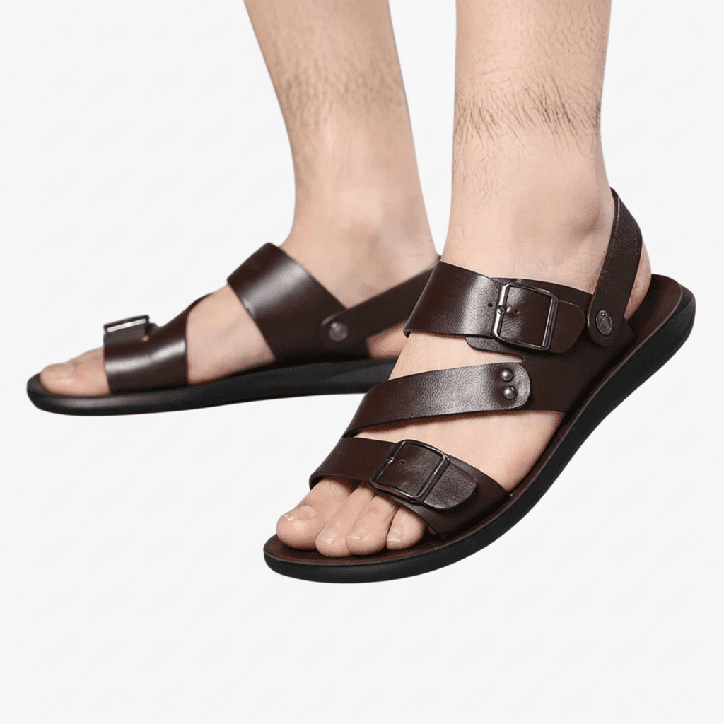 Heren Dubbele Gesp Kruisband Sandalen - Open Teen