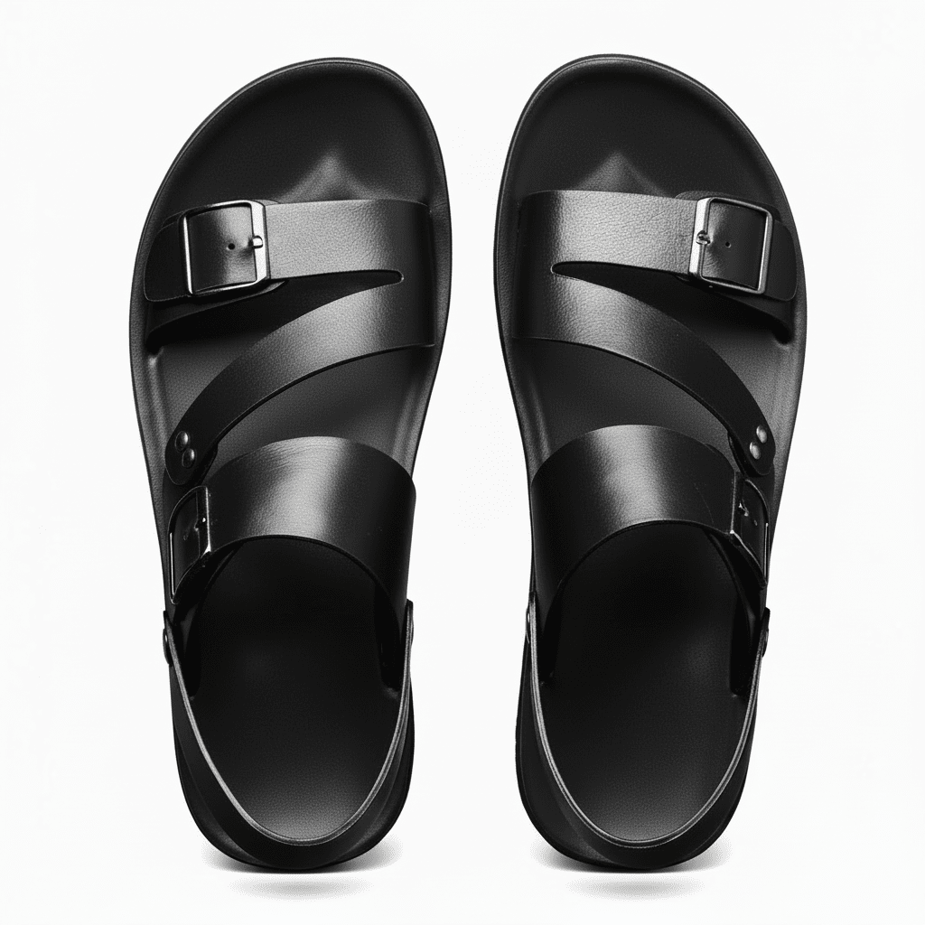Heren Dubbele Gesp Kruisband Sandalen - Open Teen - Zwart