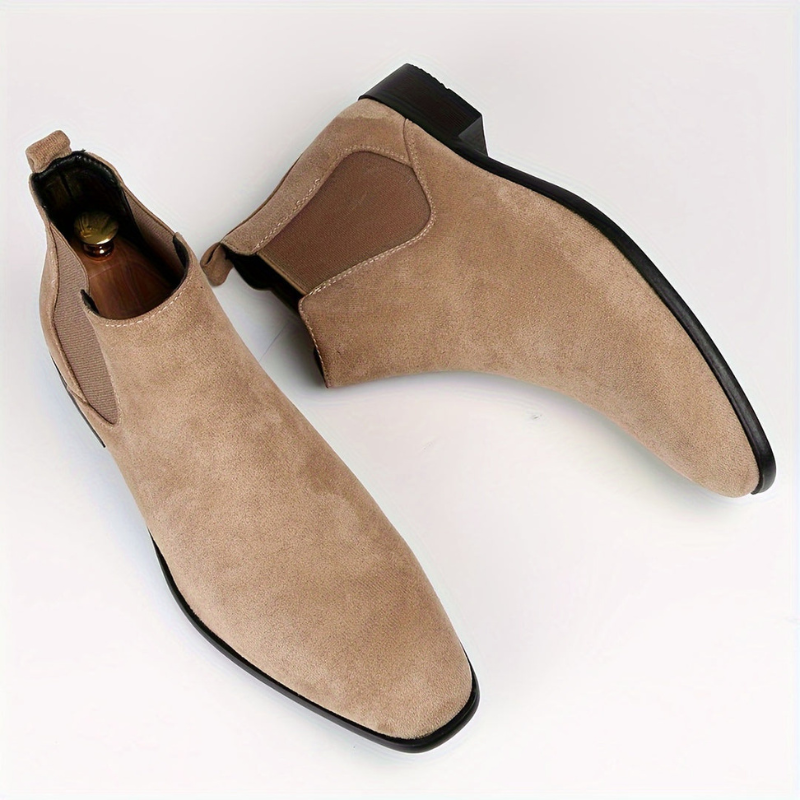 Heren Elastische Enkellaarzen - Slip-On Comfort - Beige