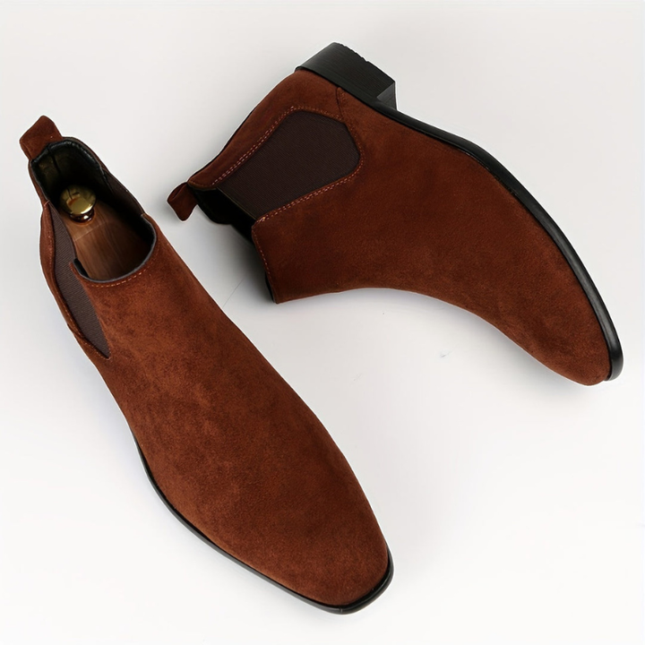 Heren Elastische Enkellaarzen - Slip-On Comfort - Bruin