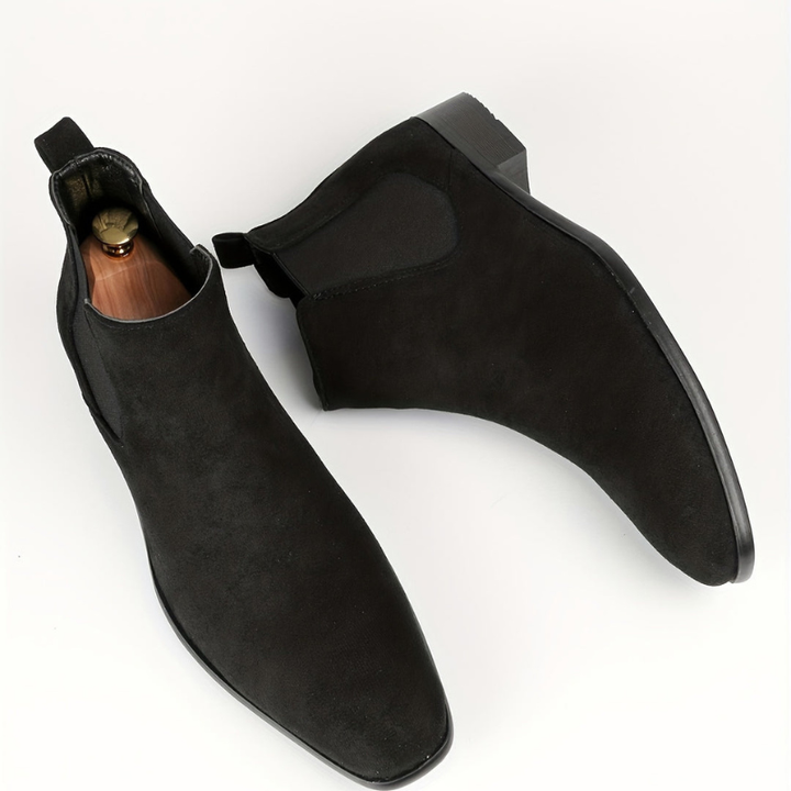 Heren Elastische Enkellaarzen - Slip-On Comfort - Zwart