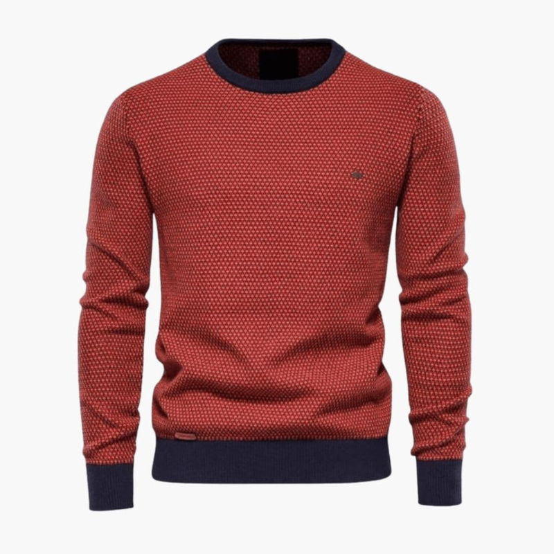 Heren Fijn Gebreide Trui - Ronde Hals Klassiek - Rood