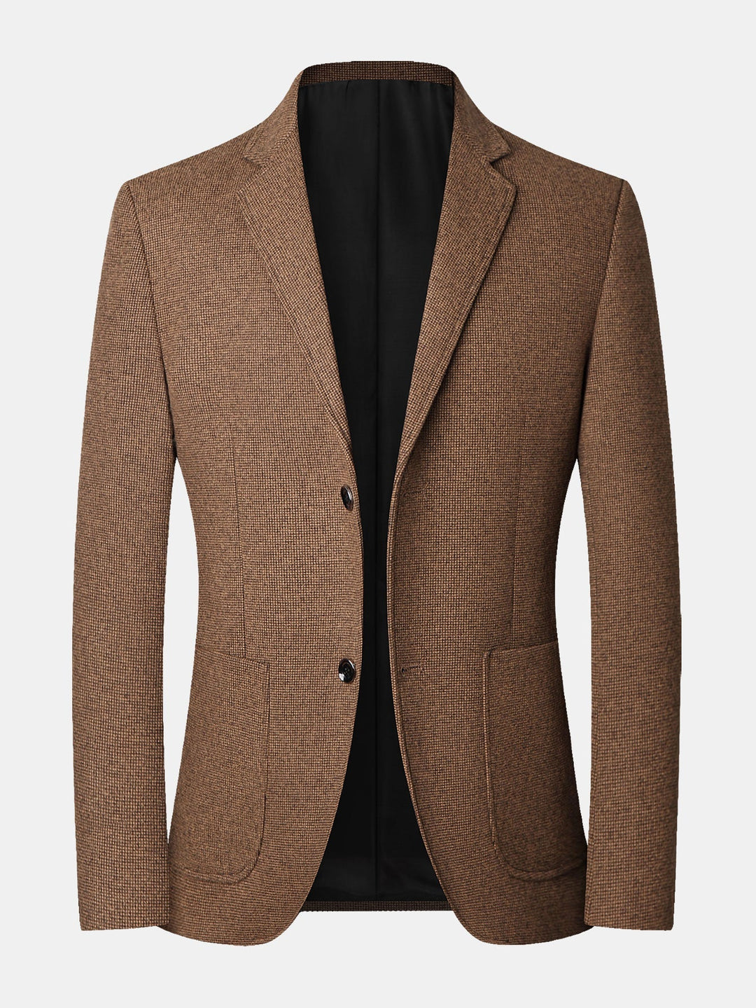 Heren Fijne Ruit Wollen Blazer in bruin, Regular Fit Zakelijk