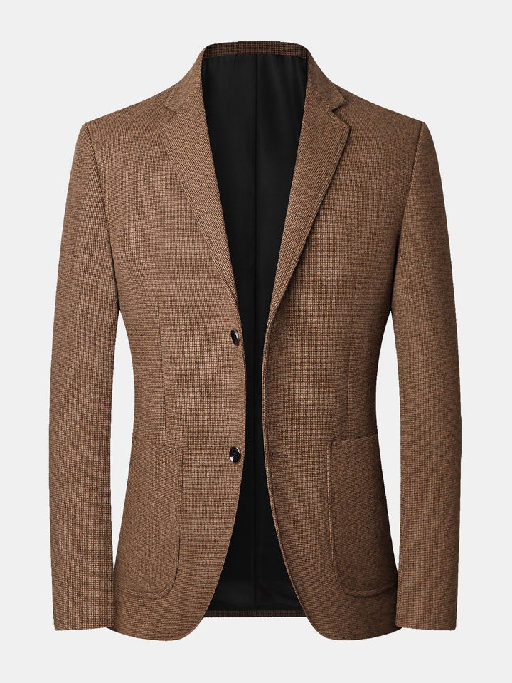 Heren Fijne Ruit Wollen Blazer in bruin, Regular Fit Zakelijk