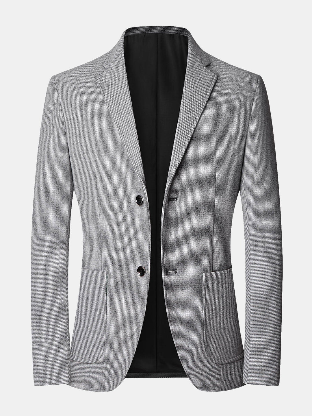 Heren Fijne Ruit Wollen Blazer in grijs, Regular Fit Zakelijk