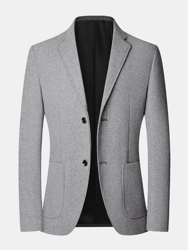 Heren Fijne Ruit Wollen Blazer in grijs, Regular Fit Zakelijk