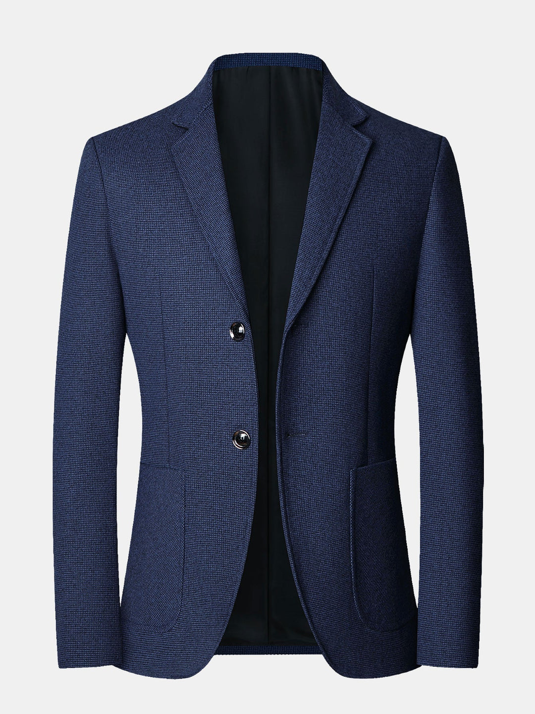 Heren Fijne Ruit Wollen Blazer in marineblauw, Regular Fit Zakelijk