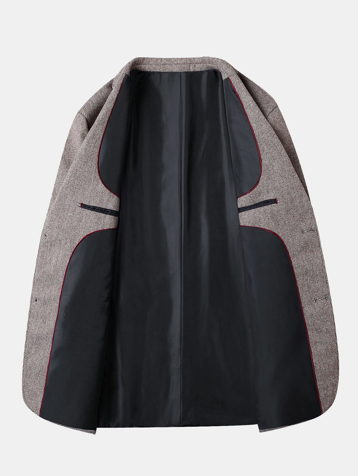 Heren Fijne Ruit Wollen Blazer - Regular Fit Zakelijk