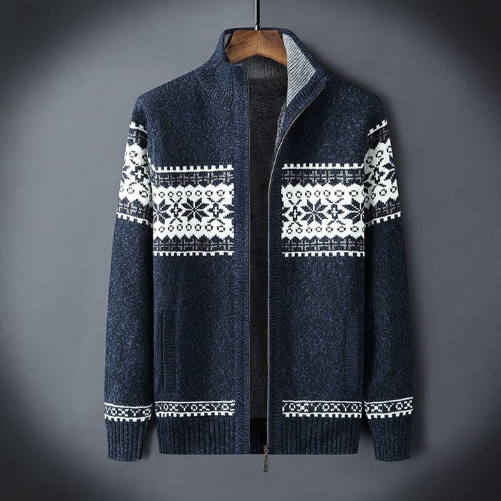 Heren Gebreid Vest met Rits - Klassiek Warm Design - Blauw