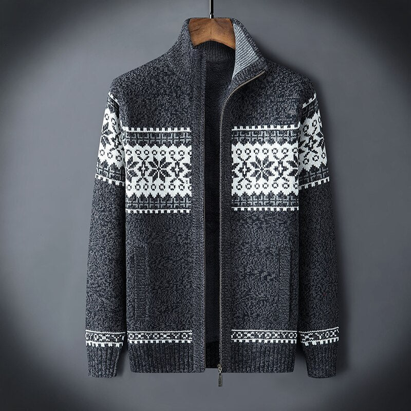 Heren Gebreid Vest met Rits - Klassiek Warm Design - Grijs