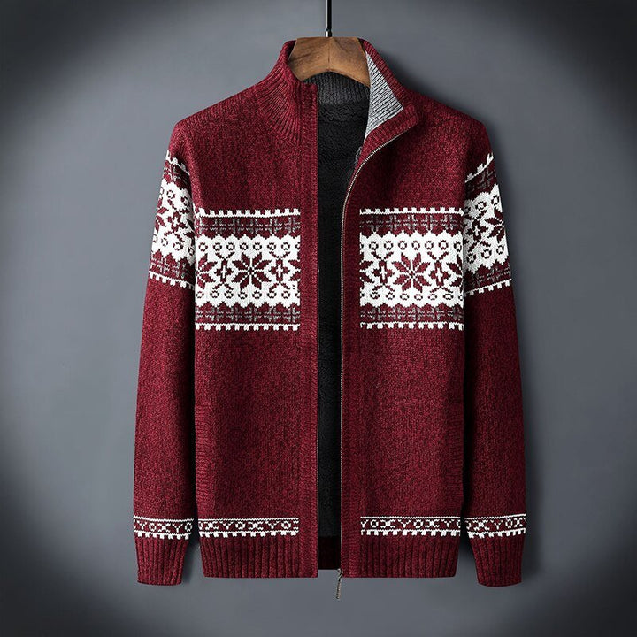 Heren Gebreid Vest met Rits - Klassiek Warm Design - Rood