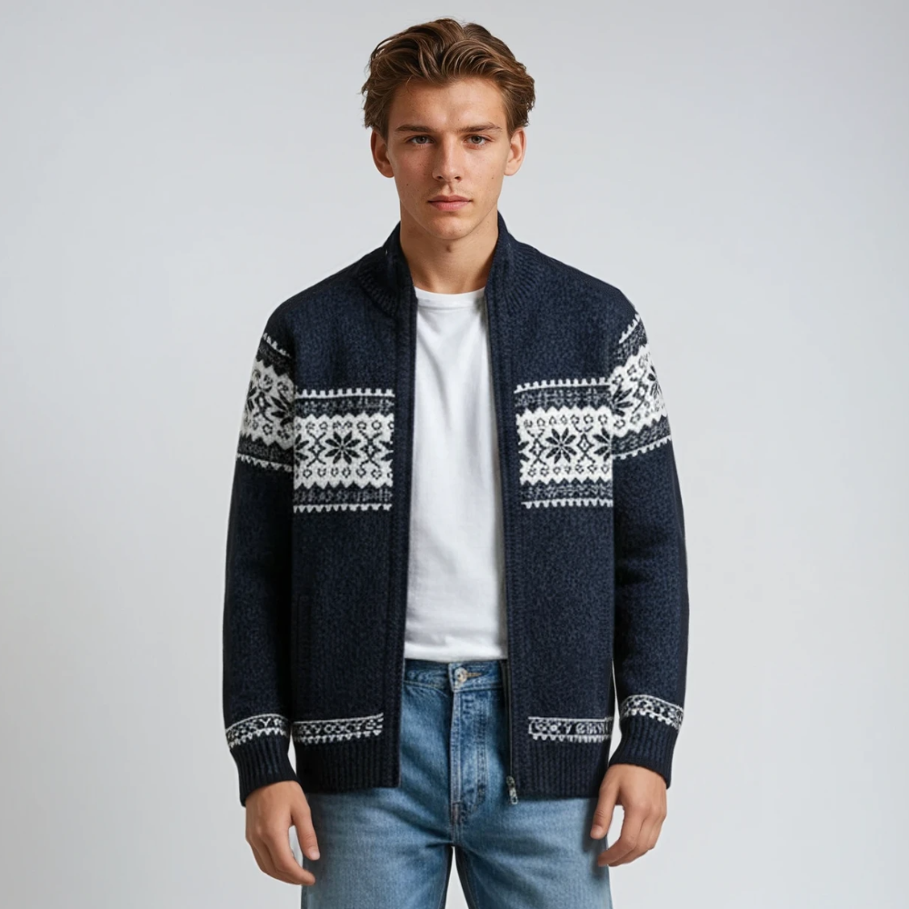 Heren Gebreid Vest met Rits - Klassiek Warm Design